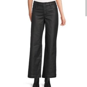Kut from the Kloth Meg Coated High Rise Wide Leg Jeans Size 14